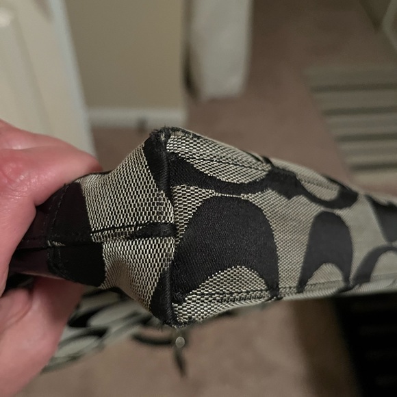 Coach Vintage Black & Gray Signature shoulder bag, leather/canvas, serial number - Picture 12 of 13